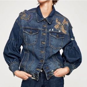 Zara Embellished Denim Jacket 